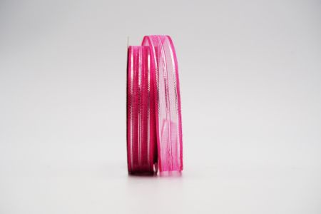 Metaliczna wstążka z paskami Sheer_K1581-7-1_hot pink